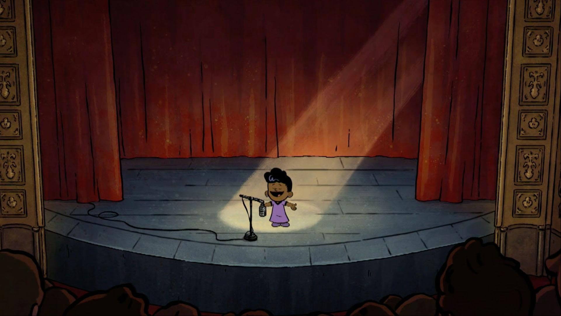 Ella Fitzgerald is nervous about singing at the theatre.